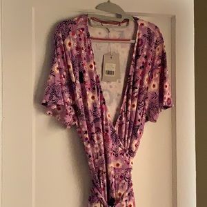 NWT - Boden size 16/18 Long wrap dress. Lavender floral colors